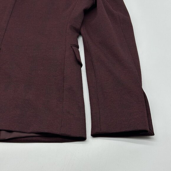 JF J Ferrar Size Small 34/36 SH Slim Fit Burgundy Mini Check Suit Jacket Blazer - Picture 9 of 12